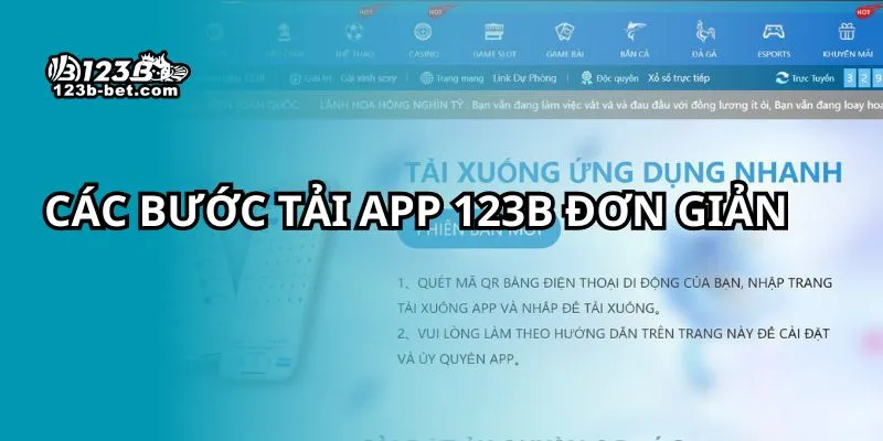 Các bước tải app 123B đơn giản