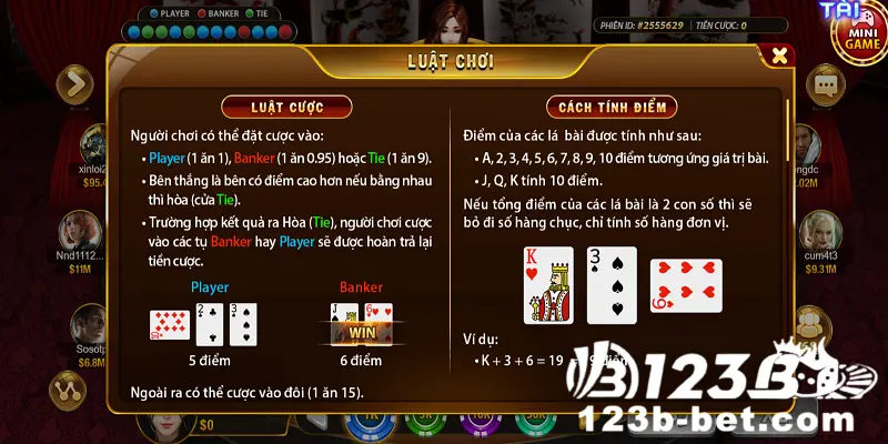 Luật chơi Baccarat 123B